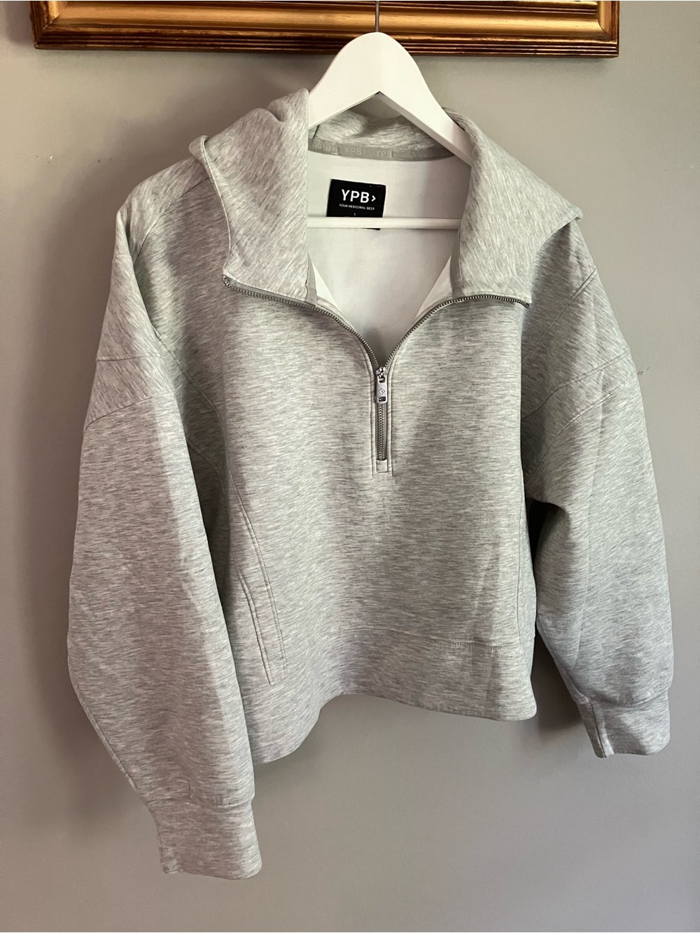 YPB Light Gray Half-Zip Hoodie Sweatshirt